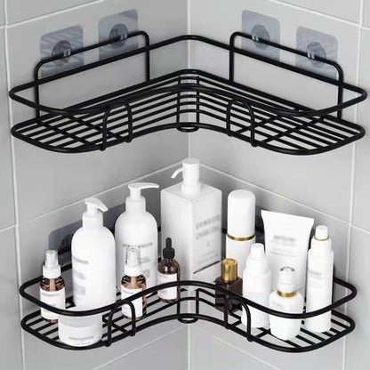 [No-Drill] Cast Iron Corner Shower Shelf | 1pc | Cast Iron | No-Drill Wall Mounted, Black Wire Mesh Design | Bathroom Storage | Bathroom | Modern | Easy Access