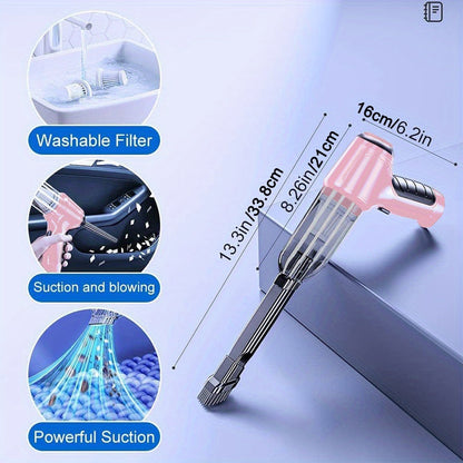 3-in-1 Pink Portable Handheld Wireless Vacuum Cleaner - Compact Car Vacuum with Strong Suction Power for Dry and Wet Cleaning - Cordless, Lightweight, and Easy to Use for Car Interiors and Tight Spaces Greenset59 Shop