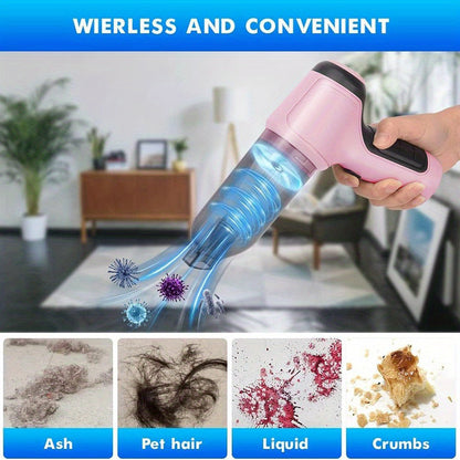 3-in-1 Pink Portable Handheld Wireless Vacuum Cleaner - Compact Car Vacuum with Strong Suction Power for Dry and Wet Cleaning - Cordless, Lightweight, and Easy to Use for Car Interiors and Tight Spaces Greenset59 Shop