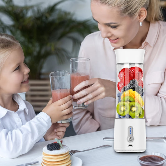 17oz 500ml 4000mAh Portable Blender, Electric Juicer with 6 Blades, Rechargeable Personal Size for Shakes & Smoothies, Mini Juicer Mixer with Extra Handle Lid for Gym Travel Sports Outgoing Kitchen-White Greenset59 Shop