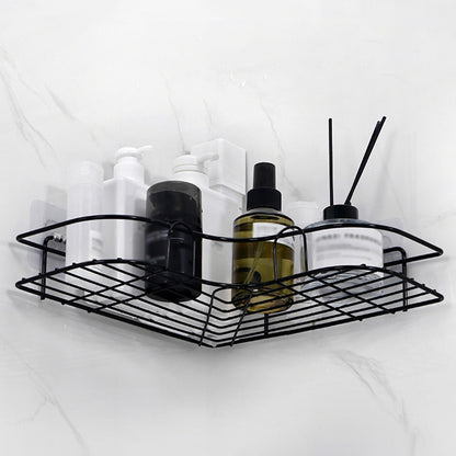 [No-Drill] Cast Iron Corner Shower Shelf | 1pc | Cast Iron | No-Drill Wall Mounted, Black Wire Mesh Design | Bathroom Storage | Bathroom | Modern | Easy Access