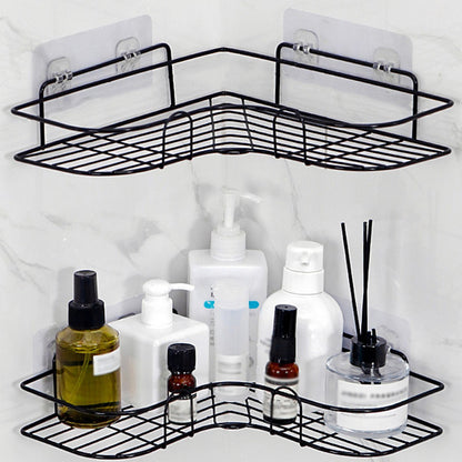 [No-Drill] Cast Iron Corner Shower Shelf | 1pc | Cast Iron | No-Drill Wall Mounted, Black Wire Mesh Design | Bathroom Storage | Bathroom | Modern | Easy Access