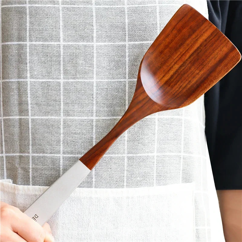 Eco-Friendly Teak Wood Cooking Utensil Set - Spatula & Rice Scoop
