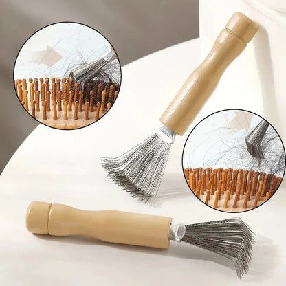 3pcs Hair Brush Cleaner Tool Set Wooden Handle Mini Hair Dirt Remover Brushes with Metal Wire Rake for Removing Hairs Dust Dirt Greenset59 Shop