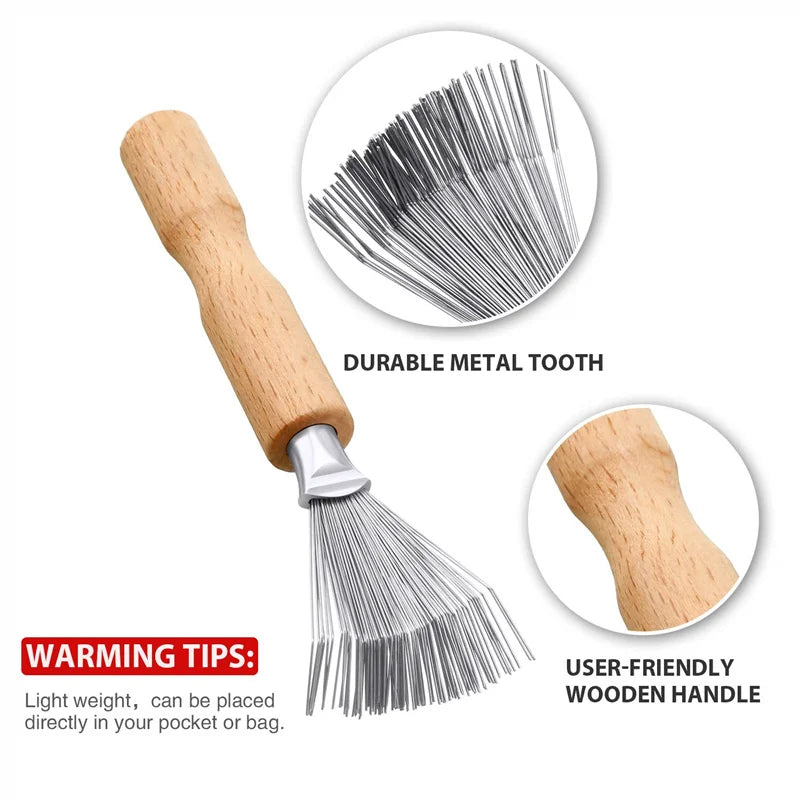 3pcs Hair Brush Cleaner Tool Set Wooden Handle Mini Hair Dirt Remover Brushes with Metal Wire Rake for Removing Hairs Dust Dirt Greenset59 Shop