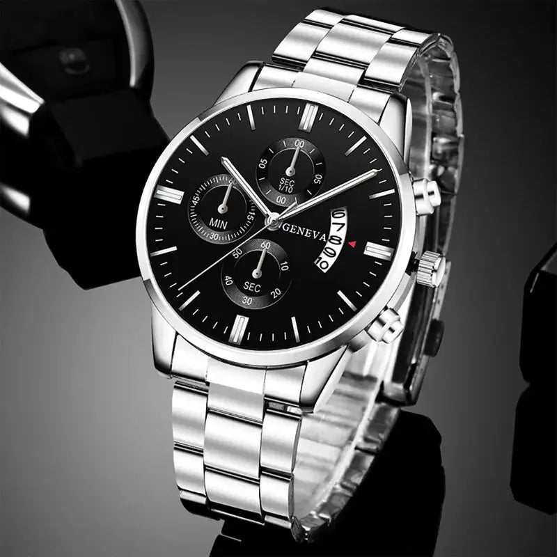 Fashion Mens Watches Luxury Silver Stainless Steel Quartz Wrist Watch Man Business Watch for Men Calendar Clock Reloj Hombre Greenset59 Shop
