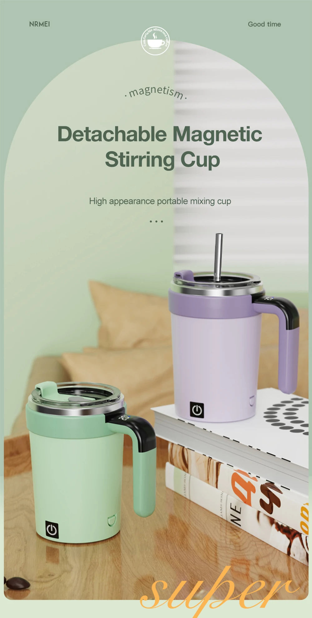Automatic Stirring Cup Rechargeable Magnetic Mixer Electric Stirring Mugs Stainless Steel Coffee Mug Rotating Magnetic Tumbler Greenset59 Shop