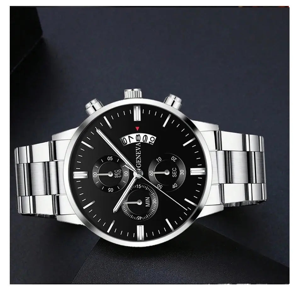 Fashion Mens Watches Luxury Silver Stainless Steel Quartz Wrist Watch Man Business Watch for Men Calendar Clock Reloj Hombre Greenset59 Shop