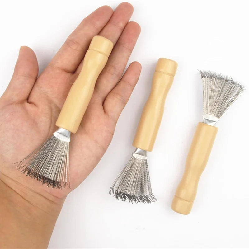 3pcs Hair Brush Cleaner Tool Set Wooden Handle Mini Hair Dirt Remover Brushes with Metal Wire Rake for Removing Hairs Dust Dirt Greenset59 Shop