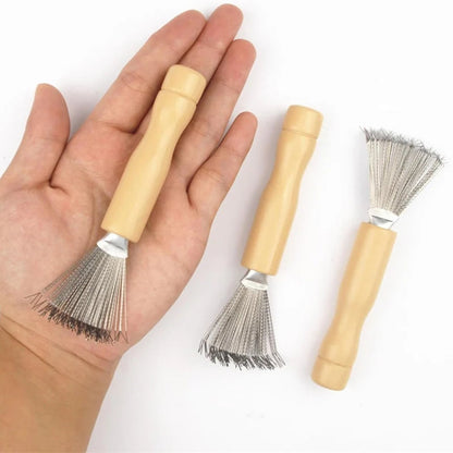 3pcs Hair Brush Cleaner Tool Set Wooden Handle Mini Hair Dirt Remover Brushes with Metal Wire Rake for Removing Hairs Dust Dirt Greenset59 Shop