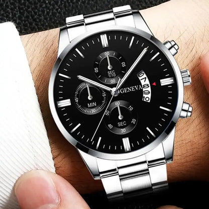 Fashion Mens Watches Luxury Silver Stainless Steel Quartz Wrist Watch Man Business Watch for Men Calendar Clock Reloj Hombre Greenset59 Shop