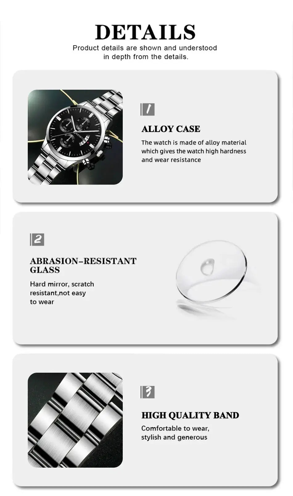 Fashion Mens Watches Luxury Silver Stainless Steel Quartz Wrist Watch Man Business Watch for Men Calendar Clock Reloj Hombre Greenset59 Shop
