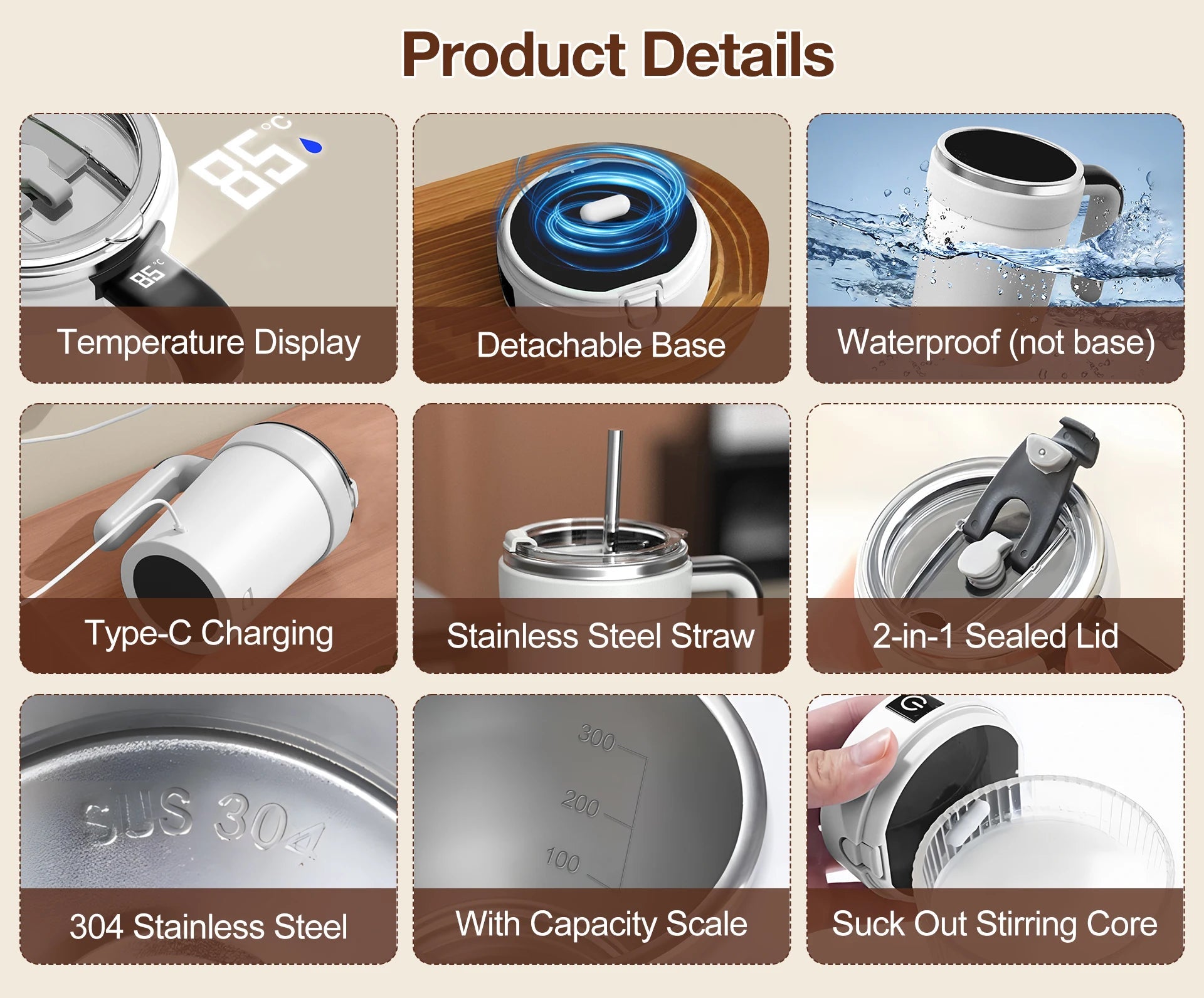 Automatic Stirring Cup Rechargeable Magnetic Mixer Electric Stirring Mugs Stainless Steel Coffee Mug Rotating Magnetic Tumbler Greenset59 Shop