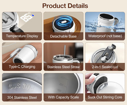 Automatic Stirring Cup Rechargeable Magnetic Mixer Electric Stirring Mugs Stainless Steel Coffee Mug Rotating Magnetic Tumbler Greenset59 Shop
