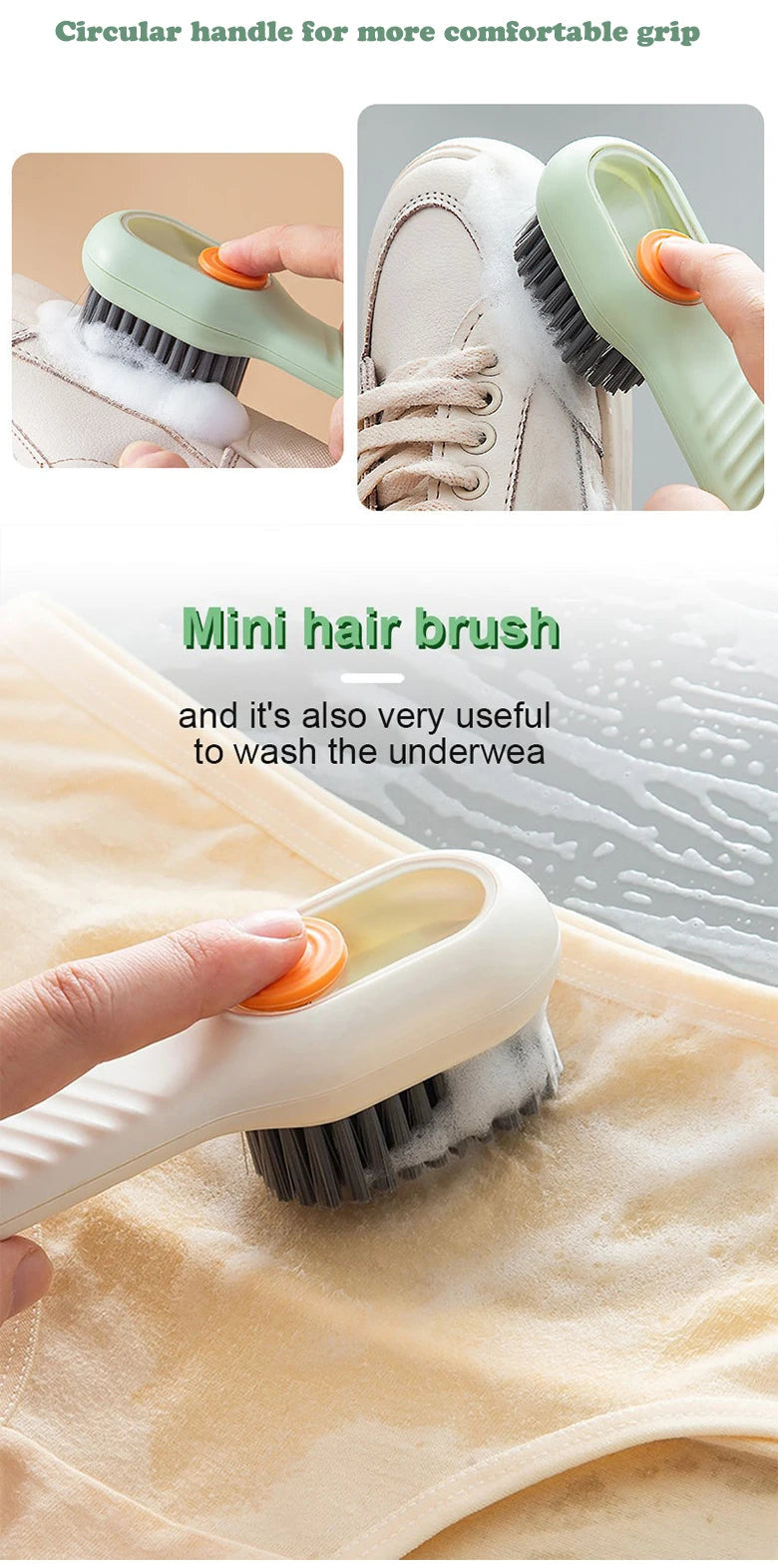 Cleaning Brush Soft Bristled Liquid Shoe Brush Long Handle Brush Clothes Brush Shoe Clothing Board Brush Household Cleaning Tool Greenset59 Shop