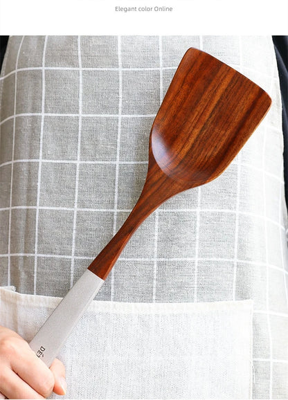 Eco-Friendly Teak Wood Cooking Utensil Set - Spatula & Rice Scoop