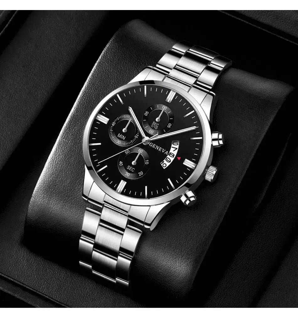 Fashion Mens Watches Luxury Silver Stainless Steel Quartz Wrist Watch Man Business Watch for Men Calendar Clock Reloj Hombre Greenset59 Shop