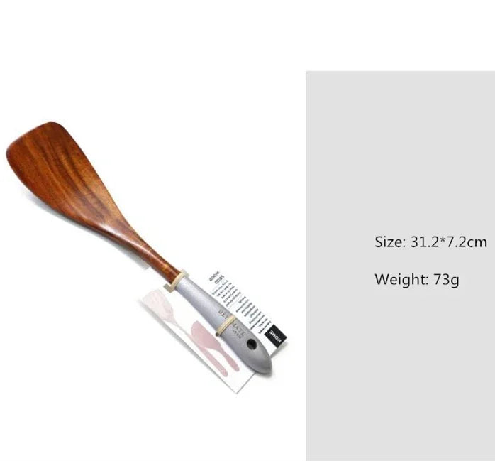 Eco-Friendly Teak Wood Cooking Utensil Set - Spatula & Rice Scoop