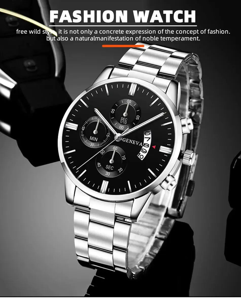 Fashion Mens Watches Luxury Silver Stainless Steel Quartz Wrist Watch Man Business Watch for Men Calendar Clock Reloj Hombre Greenset59 Shop