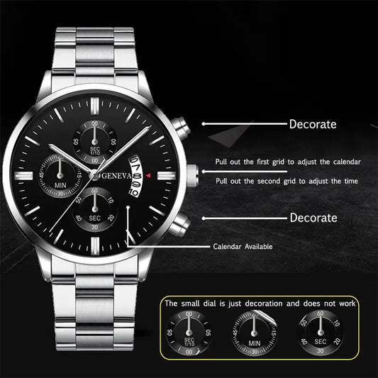 Fashion Mens Watches Luxury Silver Stainless Steel Quartz Wrist Watch Man Business Watch for Men Calendar Clock Reloj Hombre Greenset59 Shop
