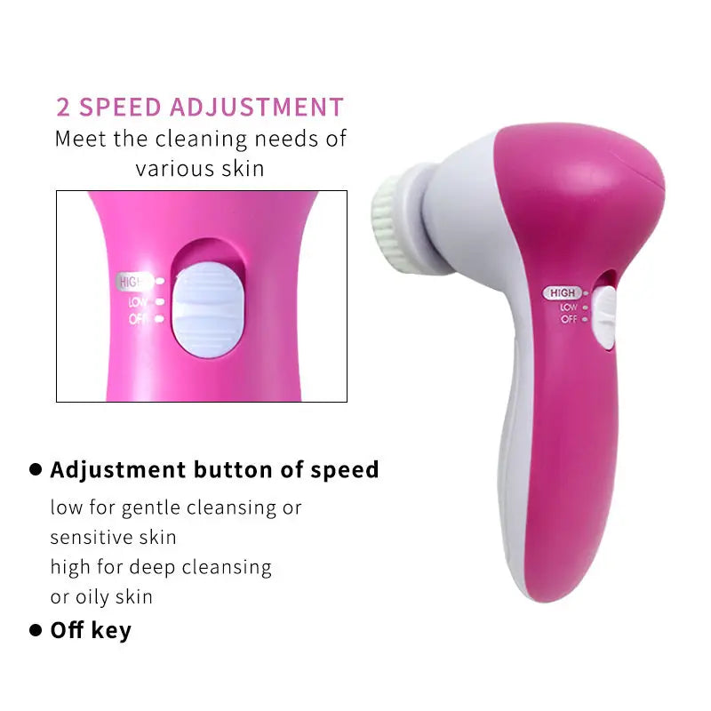 Electric Facial Cleaner 5 IN 1 Face Cleansing Brush Wash Machine Spa Skin Care Massager Blackhead Cleaning Facial Cleanser Tools Greenset59 Shop