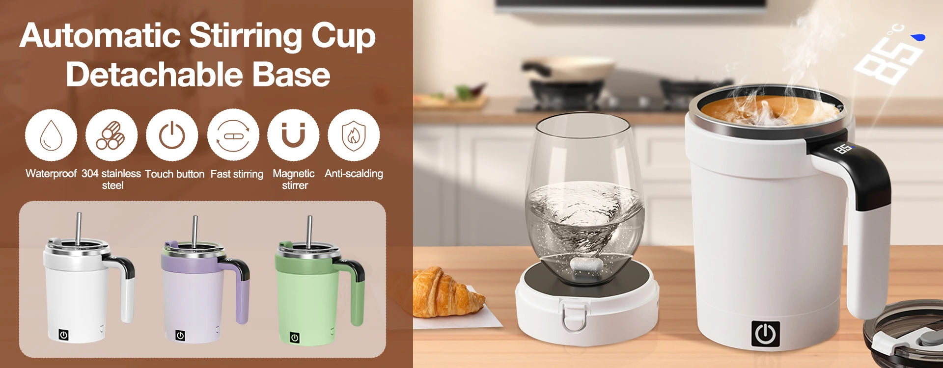 Automatic Stirring Cup Rechargeable Magnetic Mixer Electric Stirring Mugs Stainless Steel Coffee Mug Rotating Magnetic Tumbler Greenset59 Shop