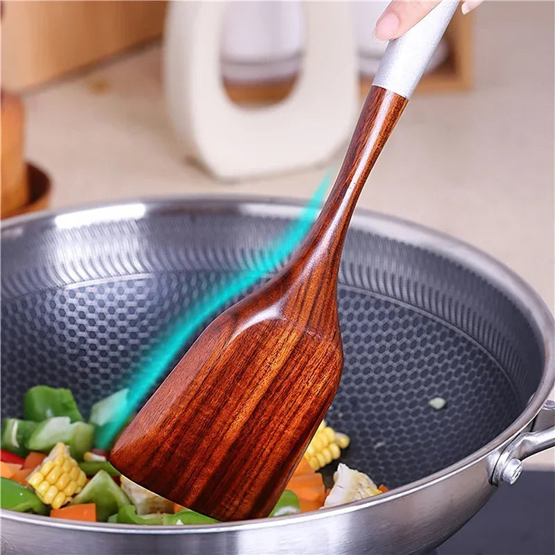 Eco-Friendly Teak Wood Cooking Utensil Set - Spatula & Rice Scoop