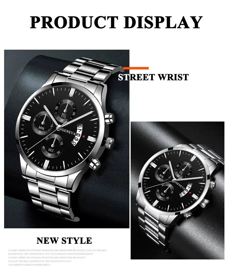 Fashion Mens Watches Luxury Silver Stainless Steel Quartz Wrist Watch Man Business Watch for Men Calendar Clock Reloj Hombre Greenset59 Shop