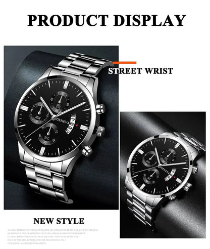 Fashion Mens Watches Luxury Silver Stainless Steel Quartz Wrist Watch Man Business Watch for Men Calendar Clock Reloj Hombre Greenset59 Shop