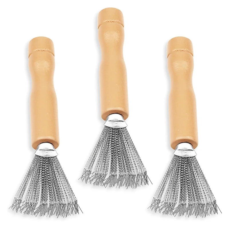 3pcs Hair Brush Cleaner Tool Set Wooden Handle Mini Hair Dirt Remover Brushes with Metal Wire Rake for Removing Hairs Dust Dirt Greenset59 Shop
