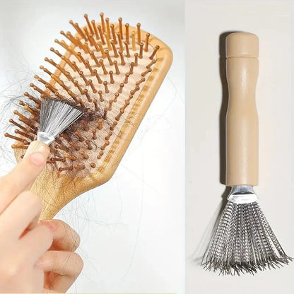 3pcs Hair Brush Cleaner Tool Set Wooden Handle Mini Hair Dirt Remover Brushes with Metal Wire Rake for Removing Hairs Dust Dirt Greenset59 Shop