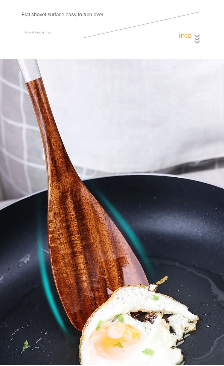 Eco-Friendly Teak Wood Cooking Utensil Set - Spatula & Rice Scoop