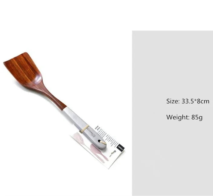 Eco-Friendly Teak Wood Cooking Utensil Set - Spatula & Rice Scoop