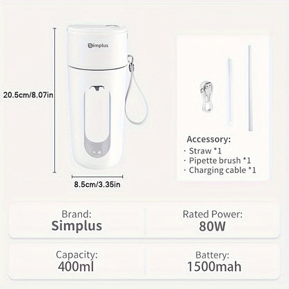 Simplus Portable Blender - 13.53oz Capacity, Quick Ice Crush in 38 Seconds, Stainless Steel Blades, USB Rechargeable, Easy Clean, Compact Kitchen Gadget Greenset59 Shop