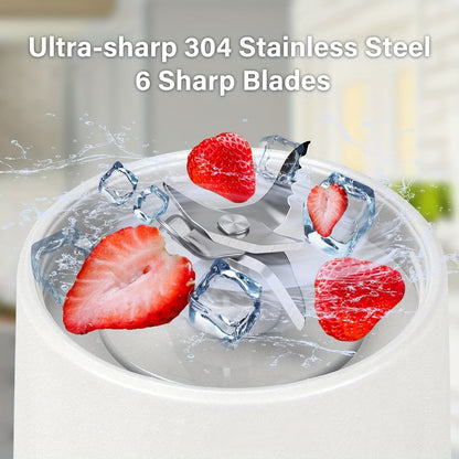 17oz 500ml 4000mAh Portable Blender, Electric Juicer with 6 Blades, Rechargeable Personal Size for Shakes & Smoothies, Mini Juicer Mixer with Extra Handle Lid for Gym Travel Sports Outgoing Kitchen-White Greenset59 Shop