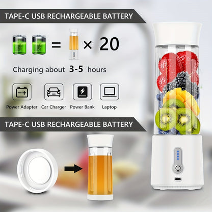 17oz 500ml 4000mAh Portable Blender, Electric Juicer with 6 Blades, Rechargeable Personal Size for Shakes & Smoothies, Mini Juicer Mixer with Extra Handle Lid for Gym Travel Sports Outgoing Kitchen-White Greenset59 Shop