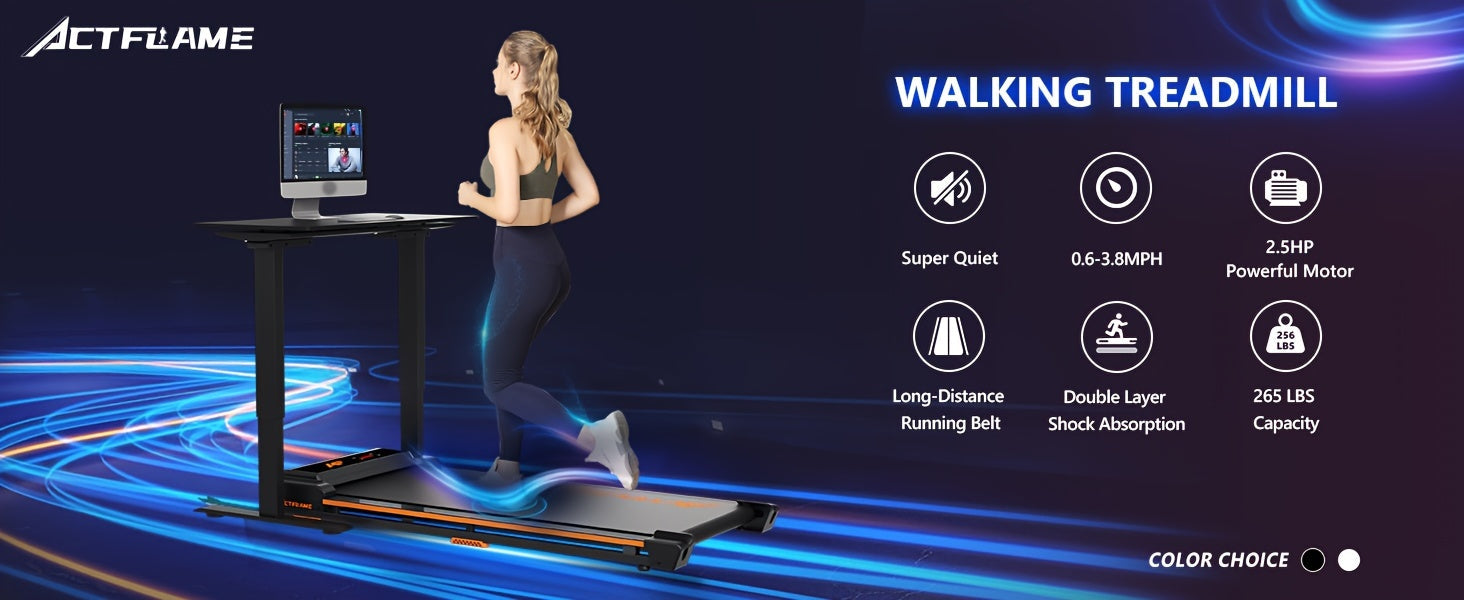 Kerdom 1pc Under-Desk Treadmill, 2-in-1 Portable Running Machine, For Home & Office Use, With Remote Control, 265lbs Capacity, For Walking & Jogging Greenset59 Shop