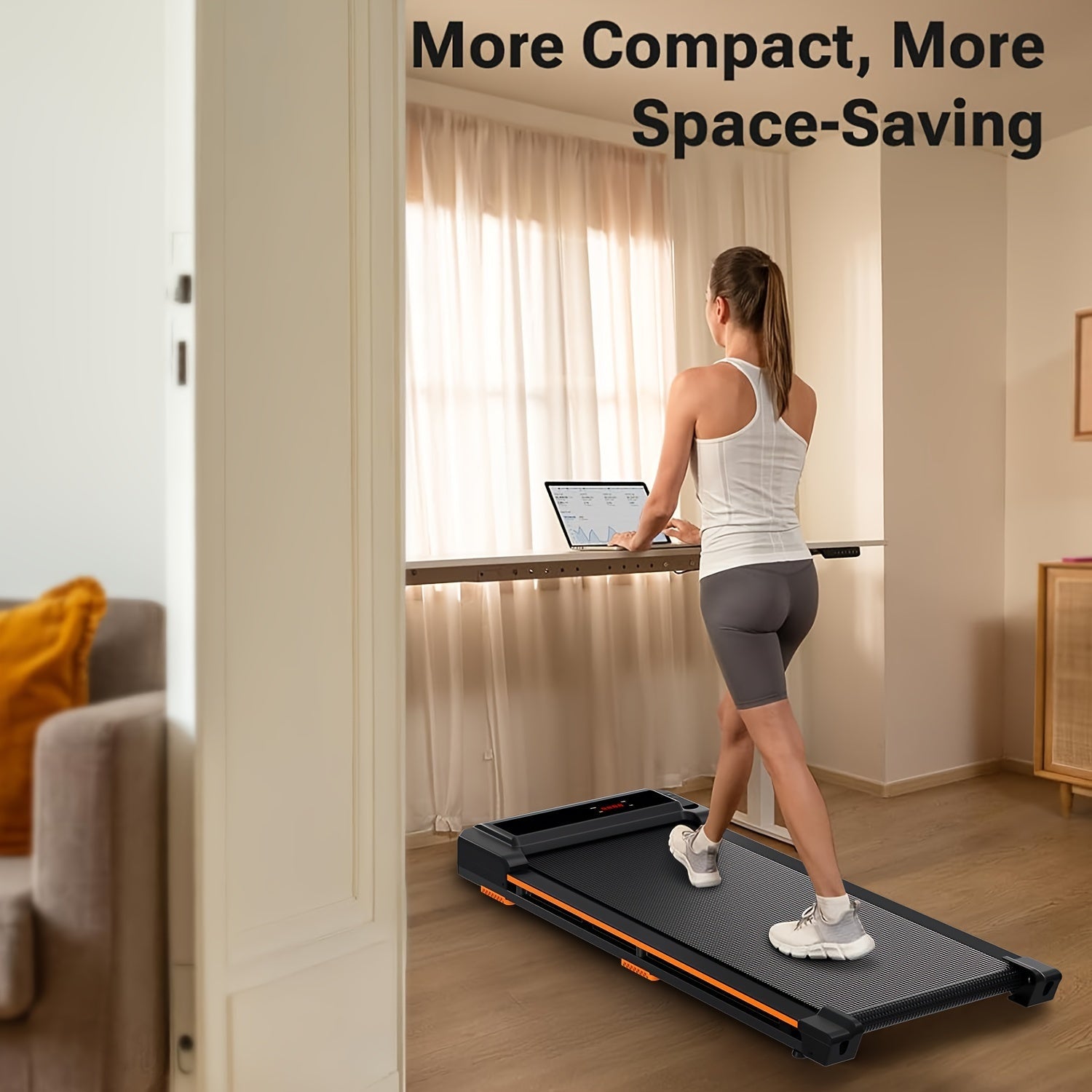 Kerdom 1pc Under-Desk Treadmill, 2-in-1 Portable Running Machine, For Home & Office Use, With Remote Control, 265lbs Capacity, For Walking & Jogging Greenset59 Shop